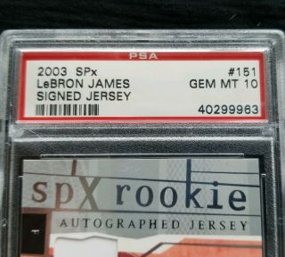 2003 SPx LeBron James Rookie Gem 10 Autograph RC 3
