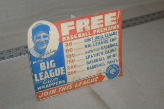 Scarce 1920s Loue Gehrig Big League Chewing Gum Baseball Store Sign Standup