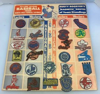 Mlb 1977 Major League Baseball Fridge Rubber Magnets & Standings Board 26 Teams