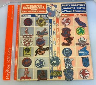 MLB 1977 Major League Baseball Fridge Rubber Magnets & Standings Board 26 Teams 2