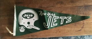 Vintage Afl York Jets Felt Sports Team Pennant Nfl Football Ny Banner