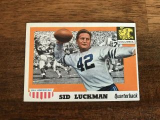 1955 Topps All American 85 Sid Luckman - Columbia/bears Hof