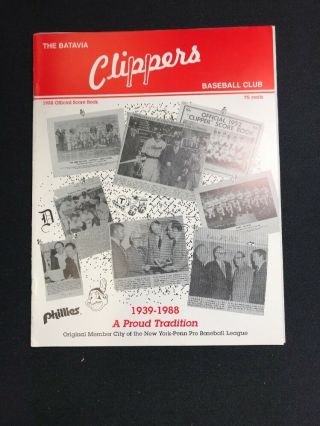 1988 Batavia Clippers Geneva Cubs Unscored Minor League Baseball Program