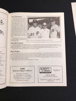 1988 Batavia Clippers Geneva Cubs Unscored Minor League Baseball Program 2