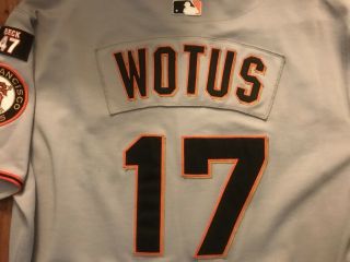 2007 RON WOTUS SF Giants Game Worn ROAD JERSEY W/TEAM STAMP SIZE 48 47 3