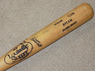 Sid Bream H&b Game Signed Bat Atlanta Braves Dodgers Pirates