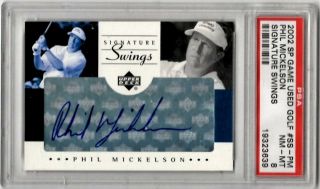 2002 Sp Game Golf Phil Mickelson Auto Autograph Card Psa 8 Signature Swings