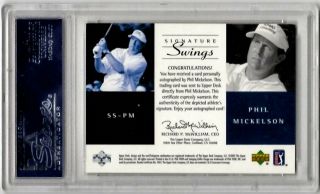 2002 SP Game Golf PHIL MICKELSON Auto Autograph Card PSA 8 Signature Swings 2