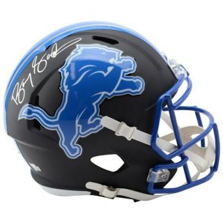 Barry Sanders Autographed Detroit Lions Black Matte Full Size Helmet Fanatics