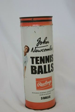 Vtg 1970 John Newcombe Rawlings Metal Tennis Ball Can Tin Made In England Rare