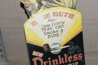 SCARCE 1920 ' s BABE RUTH DRINKLESS TOBACCO EASEL GENERAL STORE SIGN BASEBALL 66 4