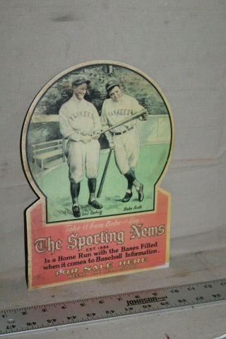 Scarce 1920s Babe Ruth Gehrig The Sporting News Here Display Sign Baseball