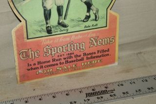 SCARCE 1920s BABE RUTH GEHRIG THE SPORTING NEWS HERE DISPLAY SIGN BASEBALL 3