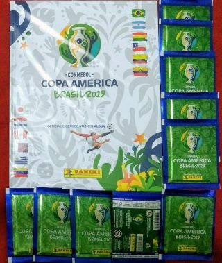 Hardcover Panini Copa America 2019 Album,  10 Packs Stickers