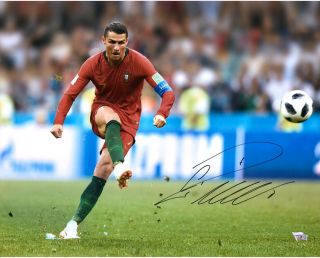 Cristiano Ronaldo Portugal Autographed 16 " X 20 " Kicking Photograph