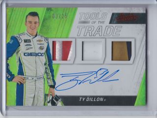 2017 Panini Absolute Tools Trade Triple Firesuit Metal Red Auto Ty Dillon 3/25