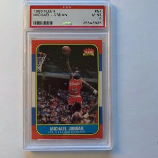 1986 Fleer Michael Jordan Chicago Bulls 57 Basketball Rookie Card Psa 9.