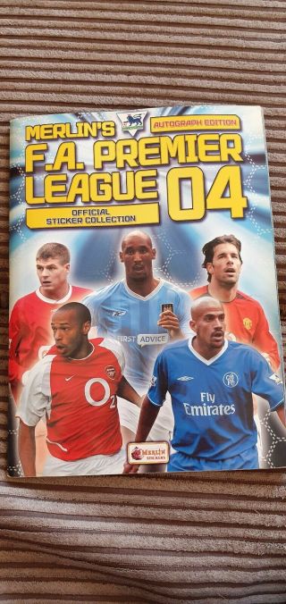 Merlins Premier League Sticker Album Book 2004 Complete Completion Certificate