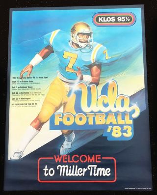 1983 Ucla Bruins 18 X 24 " Football Poster Schedule Klos Miller Beer