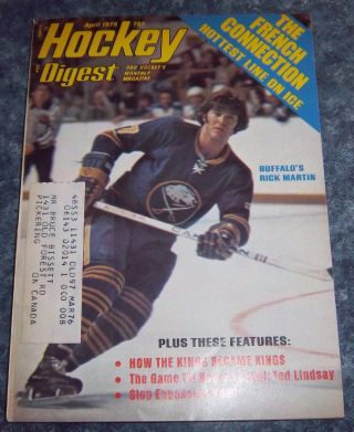 Hockey Digest April 1975 Rick Martin Buffalo Sabres label 2 4