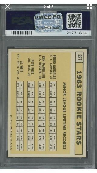 1963 Topps Pete Rose Cincinnati Reds 537 Baseball Card 2