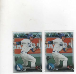 (2) Gavin Lux 2016 Bowman Draft Chrome Refractor Rc Rookie Los Angeles Dodgers