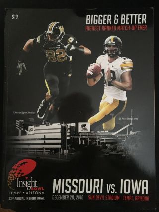 Iowa Hawkeyes Football 2010 Insight Bowl Program Vs Missouri Tigers