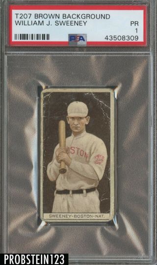 T207 Brown Background William J.  Sweeney Red Cycle Rare Back Psa 1