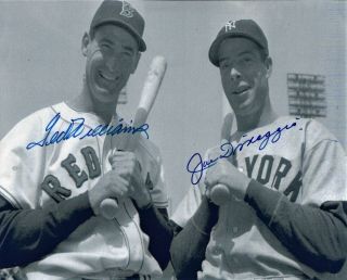 8x10 B&w Photo Of Ted Williams & Joe Dimaggio,  Live Ink Signed