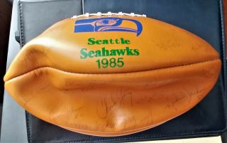 SEATTLE SEAHAWKS 1985 SIGNED FOOTBALL - STEVE LARGENT,  KENNY EASLEY,  others 6