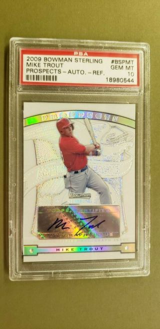 2009 Bowman Sterling Prospects Refractor Mike Trout Auto Rookie /199 Psa 10
