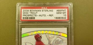 2009 Bowman Sterling Prospects Refractor Mike Trout Auto Rookie /199 PSA 10 3