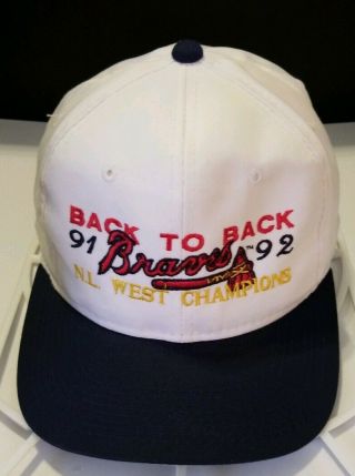 Atlanta Braves 1991 - 1992 Back - To - Back Nl West Champions Cap The Games Cap Hat