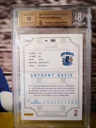 Anthony Davis 2012 - 13 National Treasures Rookie Patch Auto RC 099/199 bgs 9.  5/10 4
