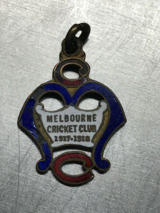 1917 - 18 Melbourne Cricket Club Membership Key Fob/tag— - I Ship To Australia