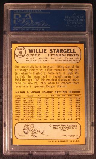 1968 Topps Willie Stargell 86 PSA 7 2