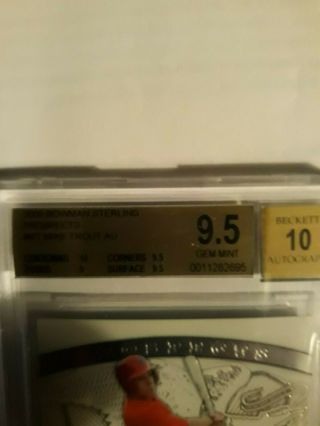Mike Trout 2009 Bowman Sterling Prospects Auto BGS 9.  5 - 10 Auto 3