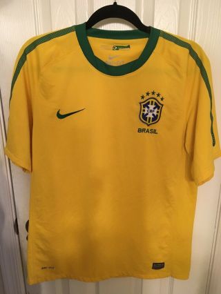 Nike Brasil Brazil Cbf Men Futbol Soccer Yellow Jersey Size Medium