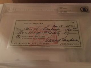 Vince Lombardi Signed/autographed 1968 Bank Check Bas Slab Hof/packers