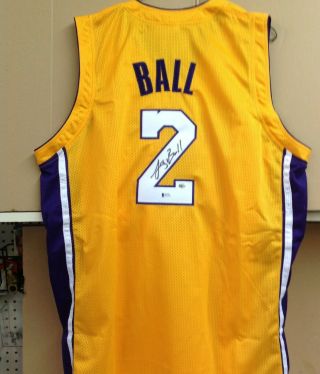 Lonzo Ball La Lakers Signed Basketball Jersey Leaf Authenticated