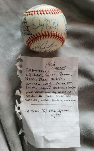 1968 World Series Champions Detroit Tigers Team Signed Baseball 23 Autos Authent