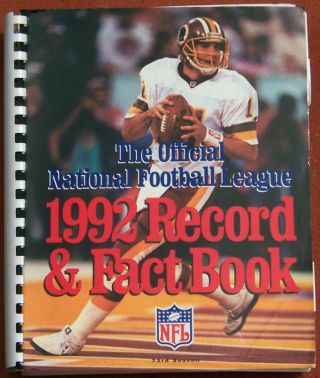 1992 National Football League Record & Fact Book Nfl - Redskin Rypien On Cover