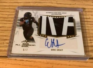 2019 Eric Gray Leaf All American Bowl Patch Auto 6/7 Tennessee