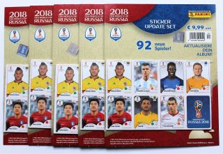 Panini World Cup 2018 Russia - 5 X Set Of 92 Update Stickers