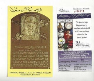 Willie Stargell Pittsburgh Pirate Baseball Hofer Autographed Plaque Postcard Jsa