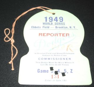 1949 Brooklyn Dodgers World Series Press Pass Ticket Stub Games 3 4 5 Robinson 2