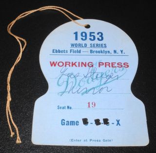 1953 Yankees Dodgers World Series Press Pass Ticket Stub Games 3 4 5 Mantle Hr