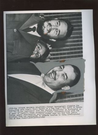 May 25 1960 Joe Louis Boxer & Fidel Castro Wire Photo
