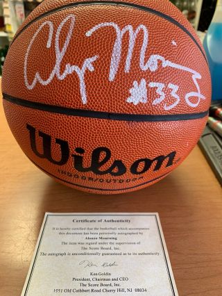Alonzo Morning Autographed Basketball With