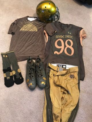 2016 Notre Dame Football Shamrock Series Uniform Helmet,  Jersey,  Pants,  Gloves